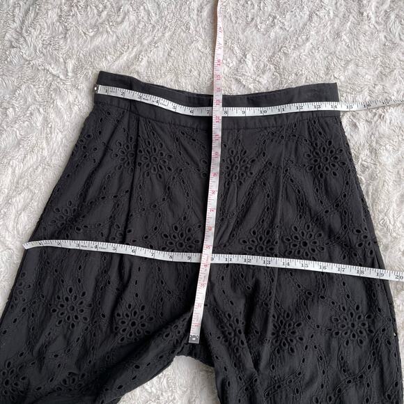 SOLD Zara eyelet lace high rise waist trouser pants cropped ankle trousers black - Picture 4 of 17